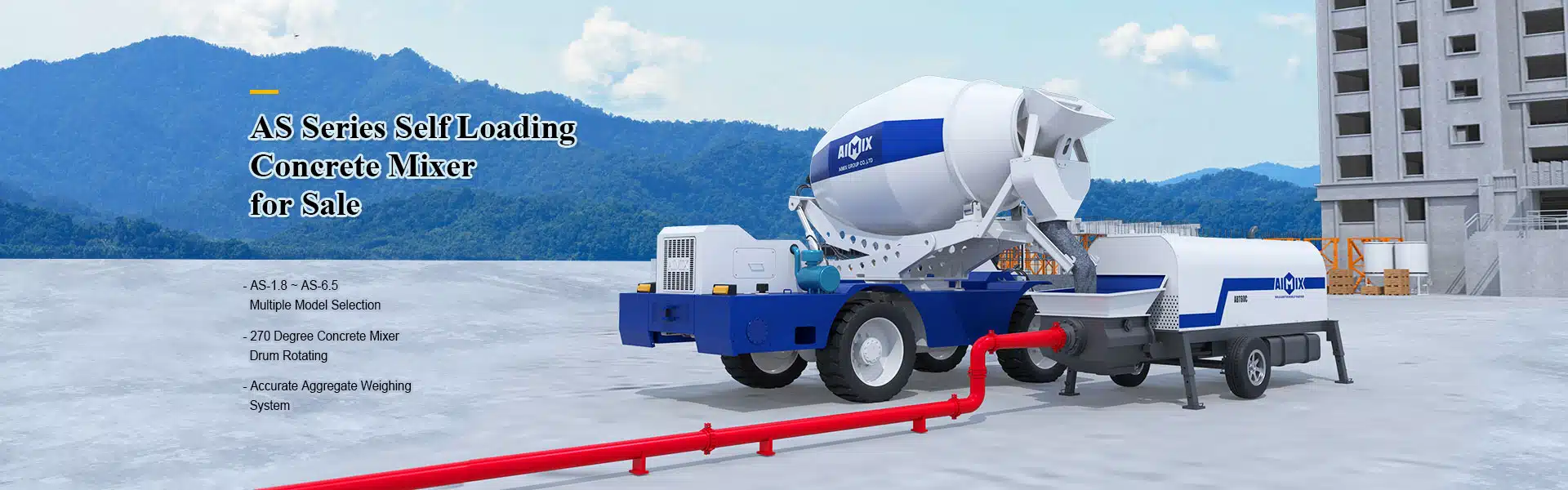 self loading mixer and concrete pump